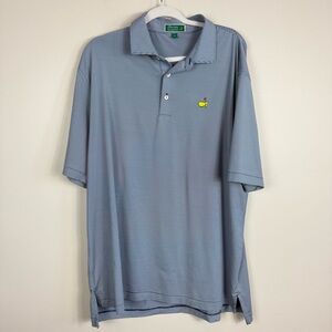 Masters Peter Millar Polo Mens XL Black White Stripes Top Short Sleeve Golf